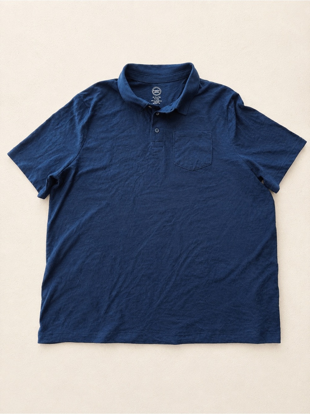 wonder nation Men's Navy Blue Short-Sleeve Polo with Chest Pocket